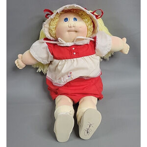 Cabbage Patch Soft Sculpture 1983 Xavier Roberts Little People Red Dress Signed